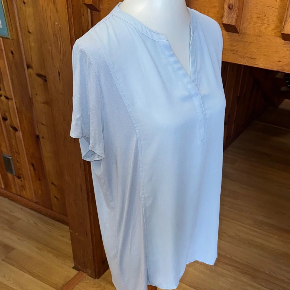 Attention Light Blue Women's Blouse size Large L shirt top pale sky blue - Picture 4 of 6